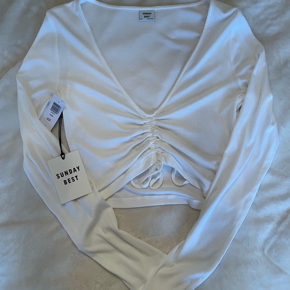 Sunday best vida top shirt blouse never worn NTW m white long sleeve coquette - Picture 5 of 10